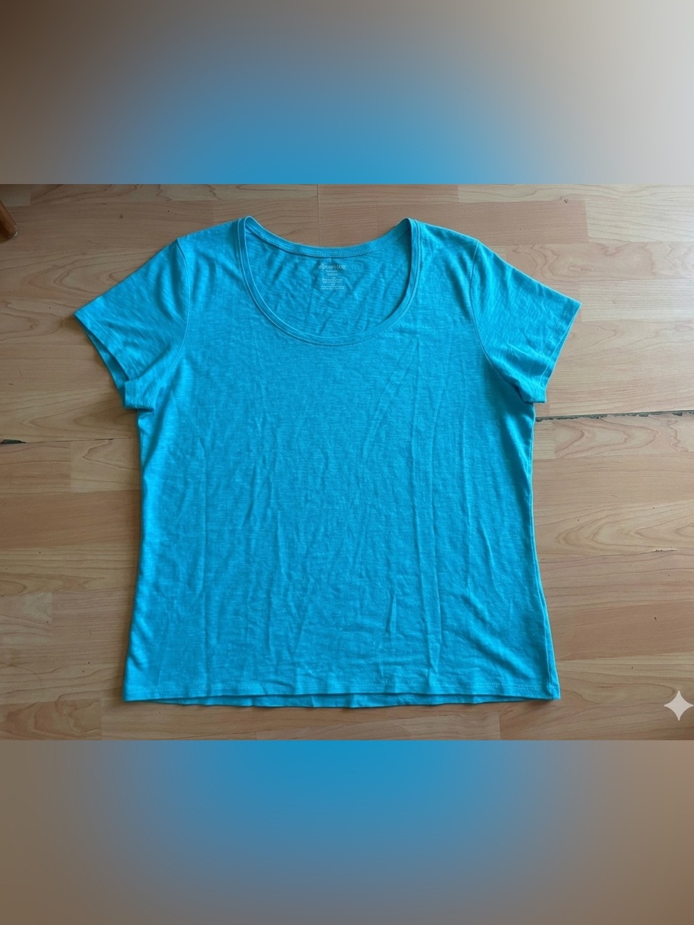 EILEEN FISHER light Blue Linen Round Neck Top Size XL women Short Sleeve T24